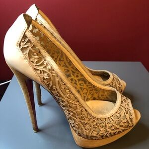 Christian Louboutin Pampas VIP Lasercut Cream Pumps size 42